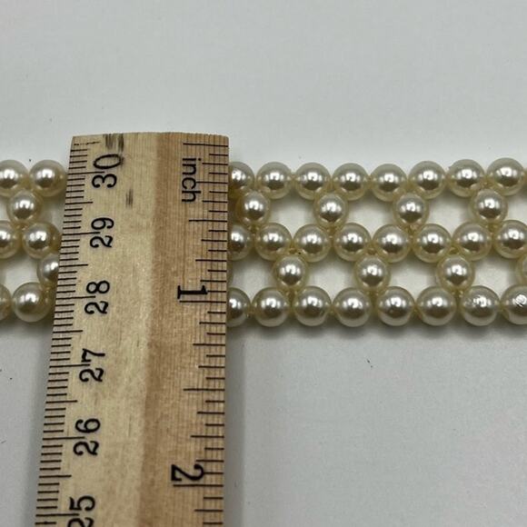 Beaded Chokers (2) Stretchy Weaved Faux Pearls & Small Purple Glass Bead Stand - Picture 7 of 13